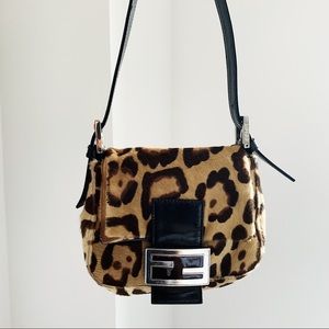Vintage Fendi Baguette Mini Bag in Leopard Fur